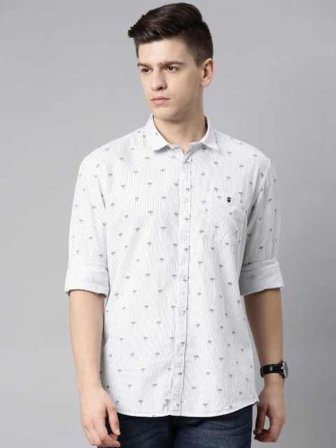 

Louis Philippe Jeans Men White Slim Fit Striped Casual Shirt