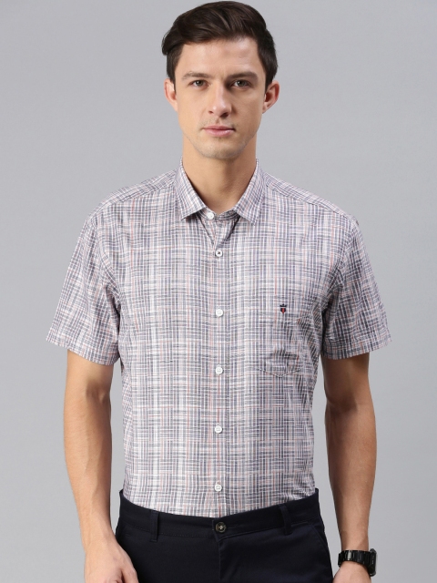 

Louis Philippe Sport Men Purple & Grey Slim Fit Checked Formal Shirt