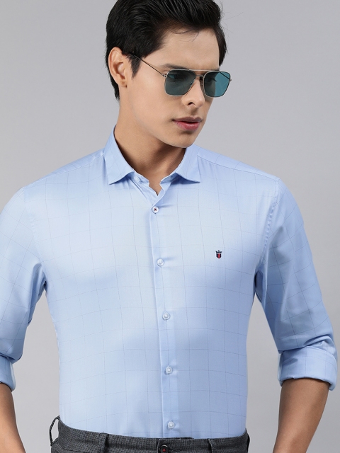 

Louis Philippe Sport Men Blue Slim Fit Windowpane Checks Checked Casual Shirt