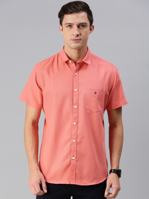 

Louis Philippe Sport Men Coral Red Self-designed Slim Fit Casual Shirt