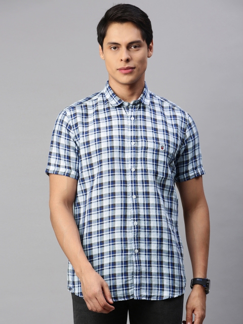 

Louis Philippe Jeans Men White Slim Fit Checked Casual Shirt