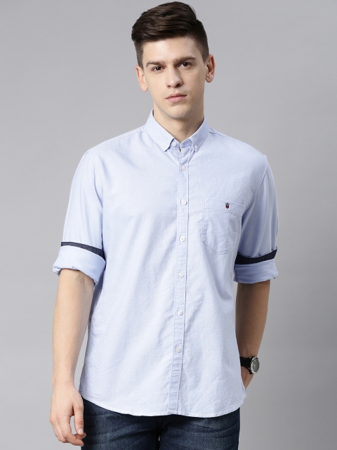 

Louis Philippe Jeans Men Blue Solid Slim Fit Casual Shirt