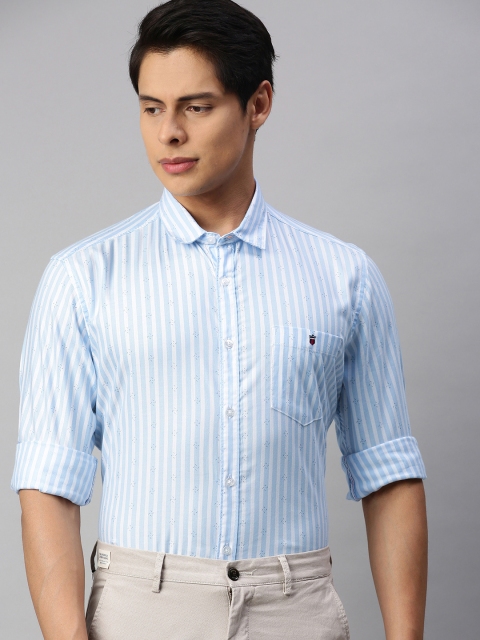 

Louis Philippe Jeans Men Blue & White Slim Fit Striped Casual Shirt