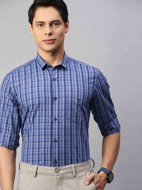 

Louis Philippe Sport Men Blue Slim Fit Tartan Checks Checked Casual Shirt