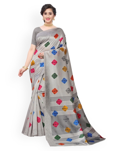 

KALINI Grey Printed Poly Silk Saree
