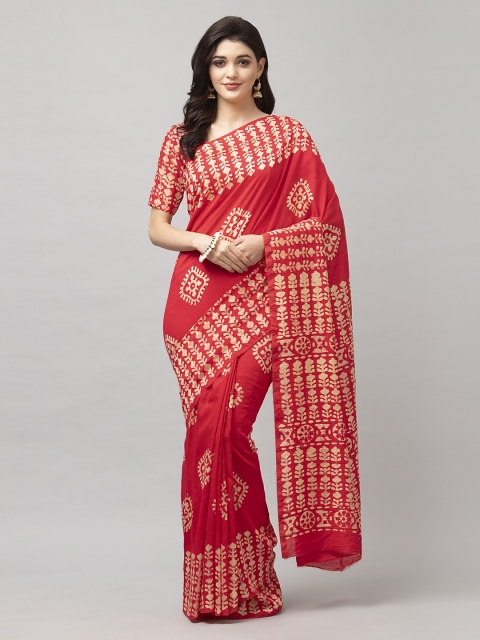 

KALINI Red & Beige Ethnic Motifs Saree