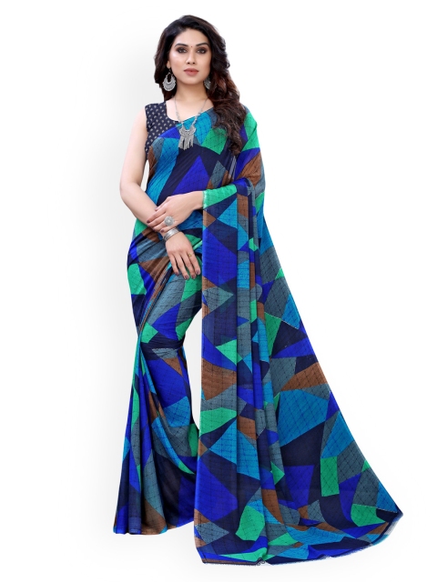 

KALINI Blue & Green Pure Georgette Saree