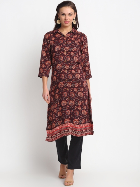 

REME Women Brown Floral Printed Organic Cotton Kurta