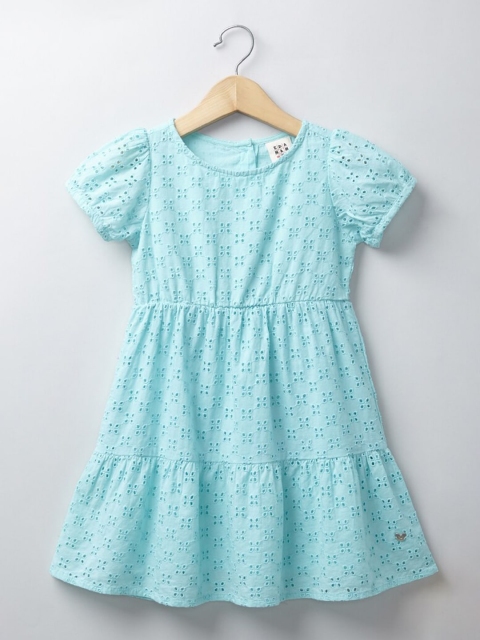 

Ed-a-Mamma Girls Blue Schiffli A-Line Sustainable Dress