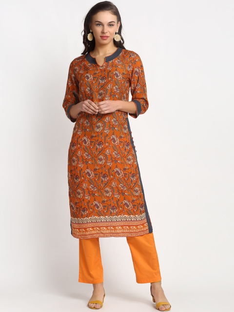 

REME Women Orange Floral Printed Floral Kurta