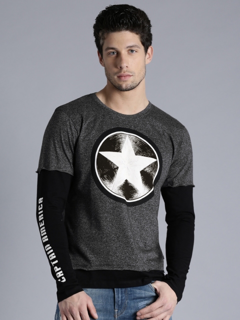 

Kook N Keech Marvel Men Grey Melange Printed Round Neck Pure Cotton T-shirt