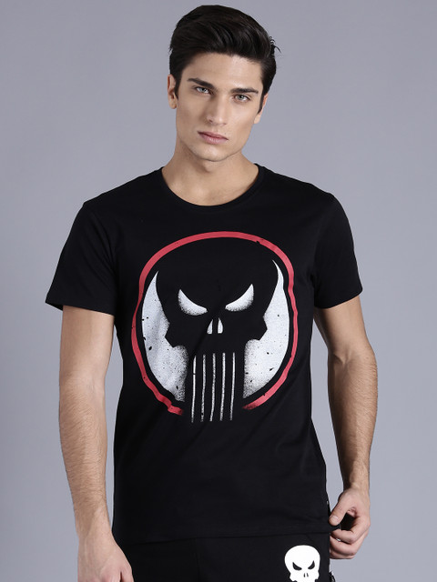 

Punisher Men Black Printed Round Neck T-shirt