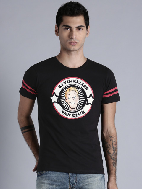 

Kook N Keech Archie Men Black Printed Round Neck T-shirt