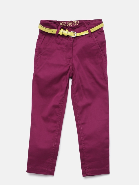 

612 league Girls Purple Regular Fit Solid Chinos