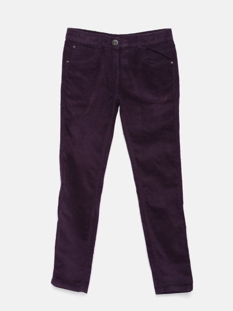 

612 league Girls Purple Solid Corduroy Regular Trousers