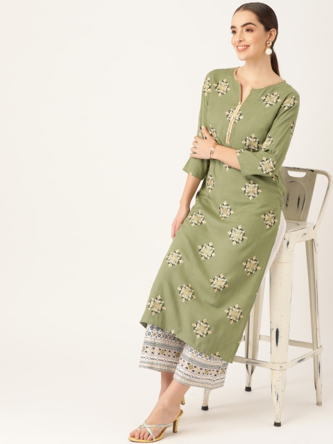 

Anouk Women Green Ethnic Motifs Print Kurta with Palazzos