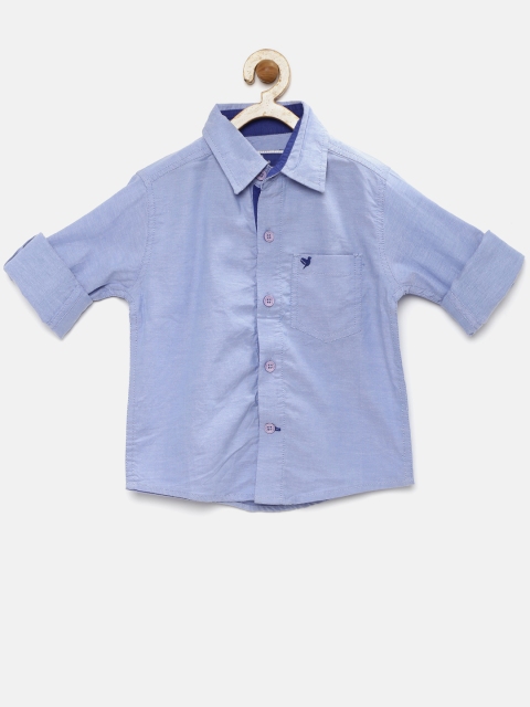 

612 league Boys Blue Solid Casual Shirt