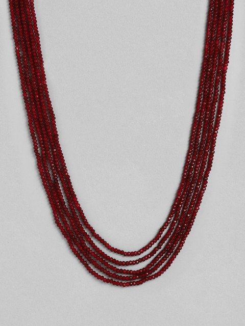 

Peora Maroon Long Multi String Necklace