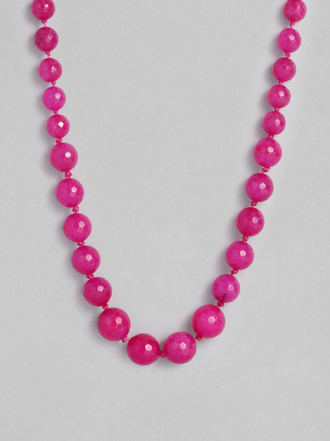 

Peora Gold-Plated & Magenta Handcrafted Beaded Brass Necklace