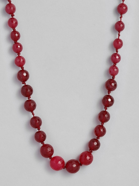 

Peora Maroon Gold-Plated Handcrafted Beaded Mala Necklace