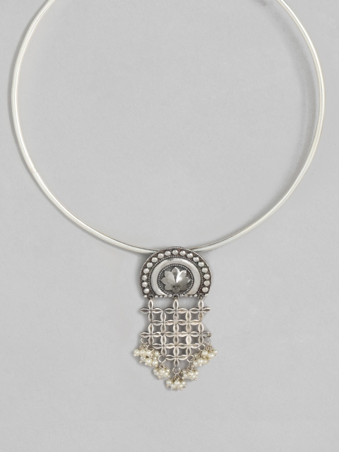 

Peora Silver-Plated Oxidised Choker Necklace