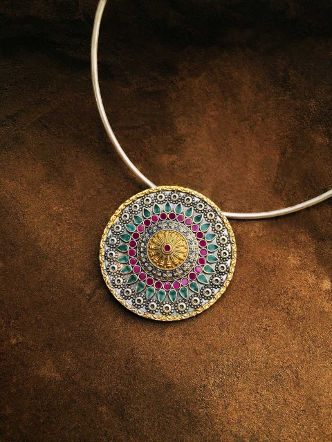 

Peora Oxidised Red Silver-Plated Choker Necklace