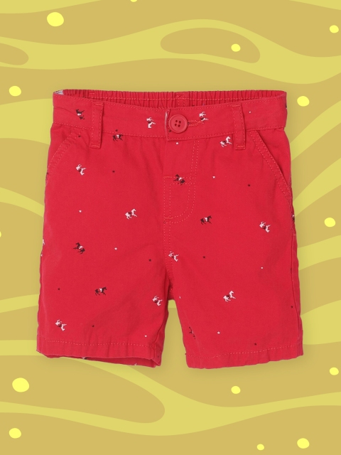 

max Boys Red Printed Regular Fit Regular Shorts