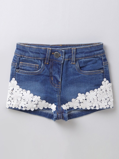 

Ed-a-Mamma Girls Blue Solid Regular Fit Denim Sustainable Shorts