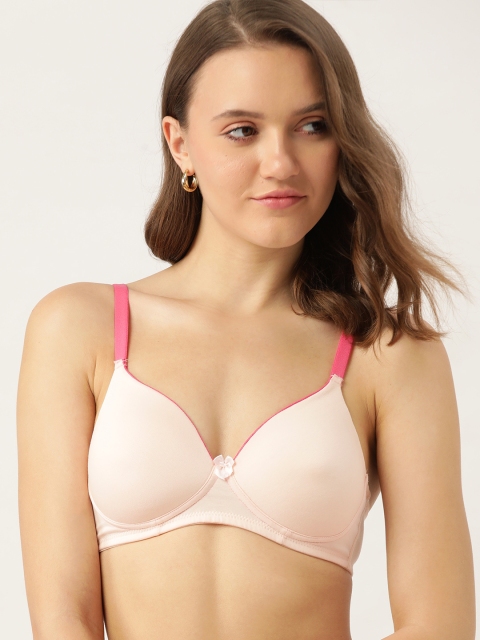 

DressBerry Peach-Coloured Solid T-shirt Bra Lightly Padded