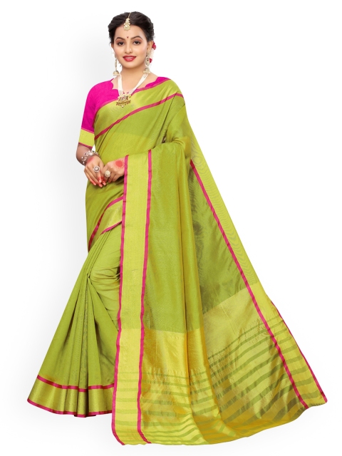

KALINI Green Zari Silk Cotton Chanderi Saree