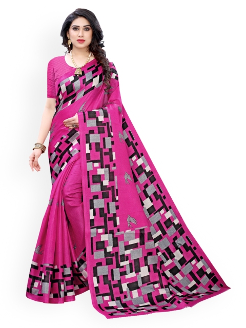 

KALINI Pink Art Silk Khadi Saree