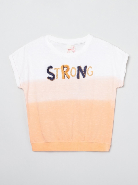 

max White & Orange Tie and Dye Extended Sleeves Regular Top