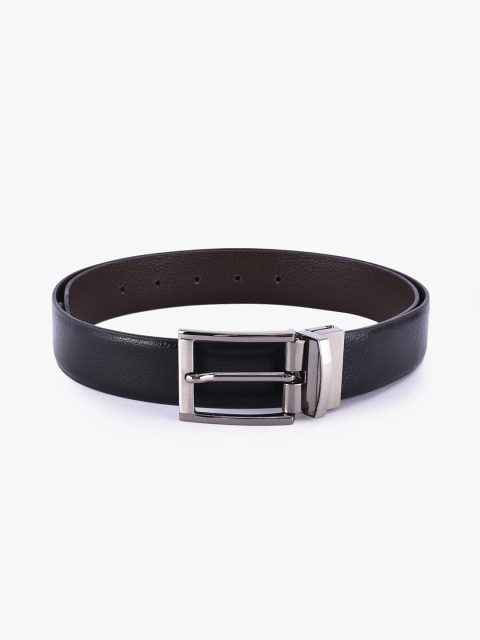 

BuckleUp Men Black & Brown Textured Reversible Leather Belt