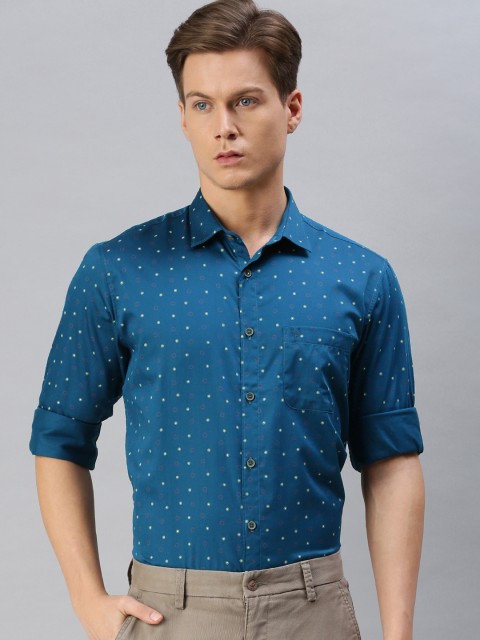 

Allen Solly Men Blue & Yellow Sport Fit Printed Smart Casual Shirt