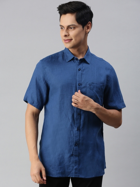 

Allen Solly Men Blue Sport Fit Casual Linen Shirt