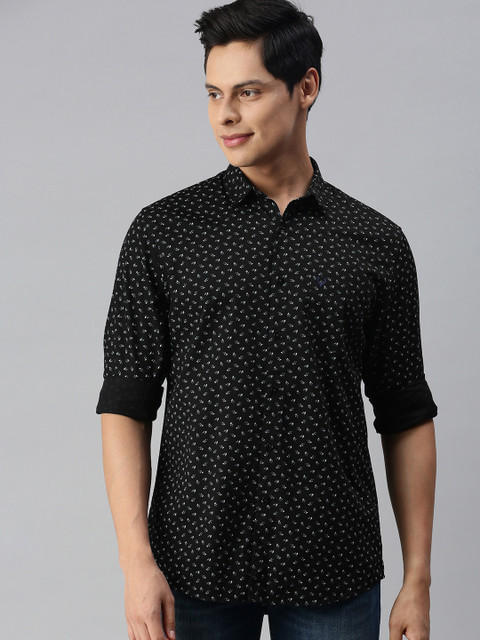 

Allen Solly Men Black Classic Sport Fit Floral Printed Pure Cotton Casual Shirt