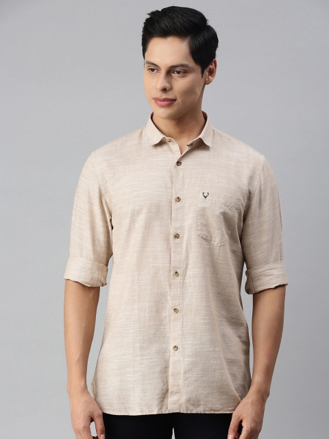 

Allen Solly Men Beige Solid Cotton Linen Casual Shirt