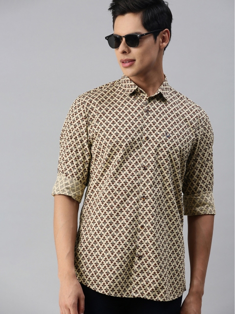 

Allen Solly Men Khaki Classic Sport Fit Floral Printed Pure Cotton Casual Shirt