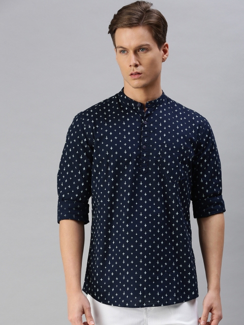 

Allen Solly Men Navy Blue Custom Fit Printed Casual Shirt