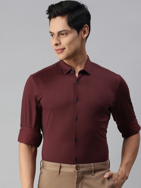 

Allen Solly Men Maroon & Black Self Designed Slim Fit Casual Shirt