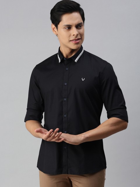 

Allen Solly Men Black Solid Super Slim Fit Casual Shirt