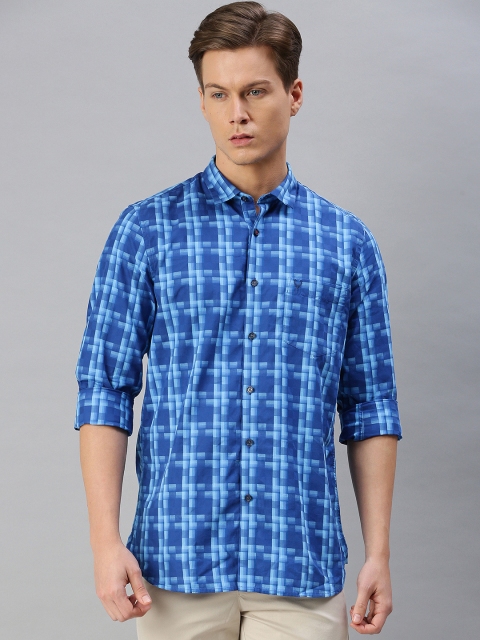 

Allen Solly Men Blue Modern Slim Fit Checked Pure Cotton Casual Shirt