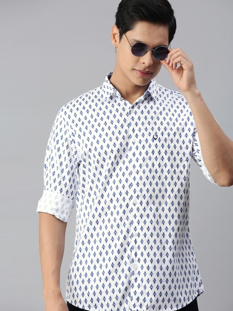 

Allen Solly Men White Sport Fit Printed Pure Cotton Casual Shirt
