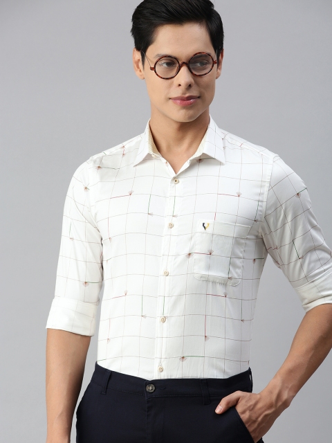 

Allen Solly Men Off White & Brown Modern Fit Checked Smart Casual Shirt