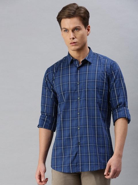 

Allen Solly Men Navy Blue Sport Fit Tartan Checks Checked Casual Shirt