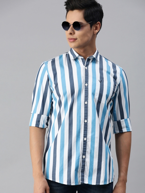 

Allen Solly Men White Custom Fit Striped Casual Shirt
