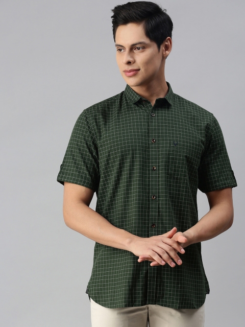 

Allen Solly Men Olive Green & White Sport Fit Grid Checks Casual Shirt