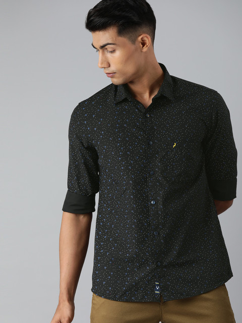 

Allen Solly Men Black & Navy Blue Super Slim Fit Printed Casual Shirt