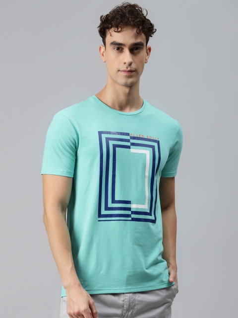 

Allen Solly Men Blue Geometric Print Polo Collar Slim Fit T-shirt