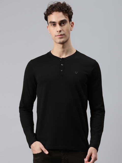 

Allen Solly Men Black Solid Henley Neck T-shirt